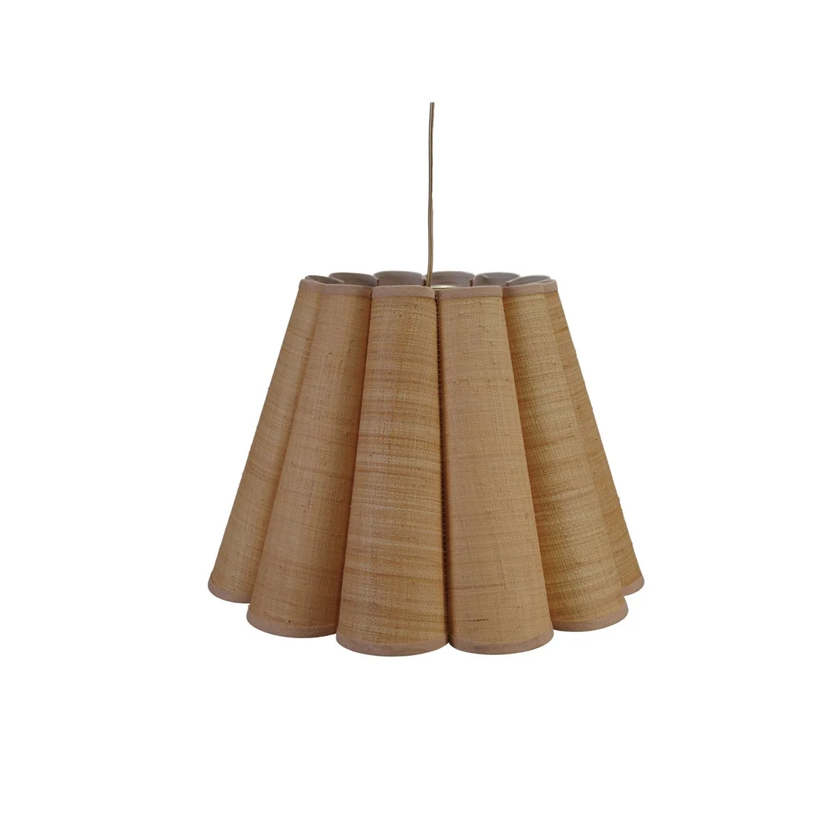 Minimalist Raffia Scalloped Pendant Lamp with Linen Trim Stylish