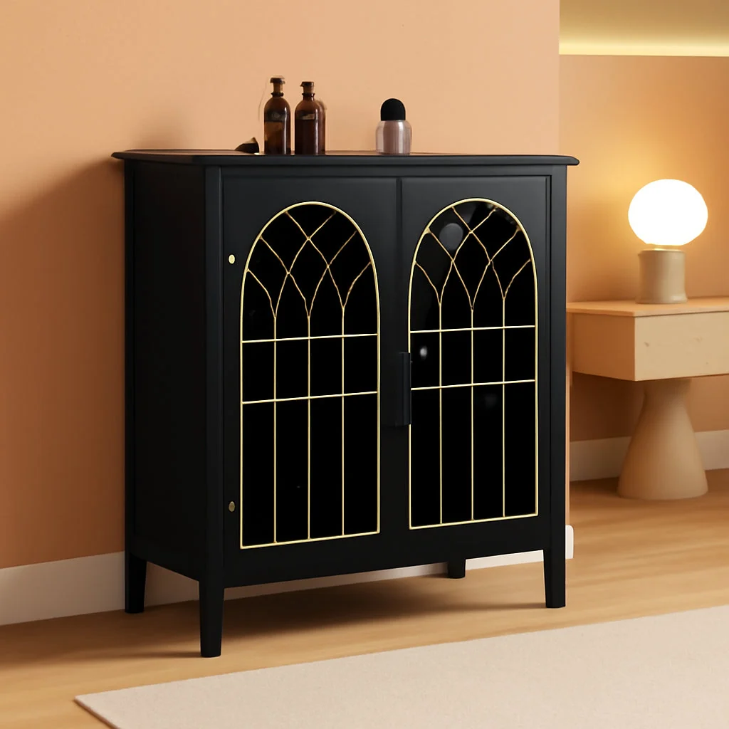 Enhanced Small Solid Wood Hallway Storage Solutions Cabinet Green