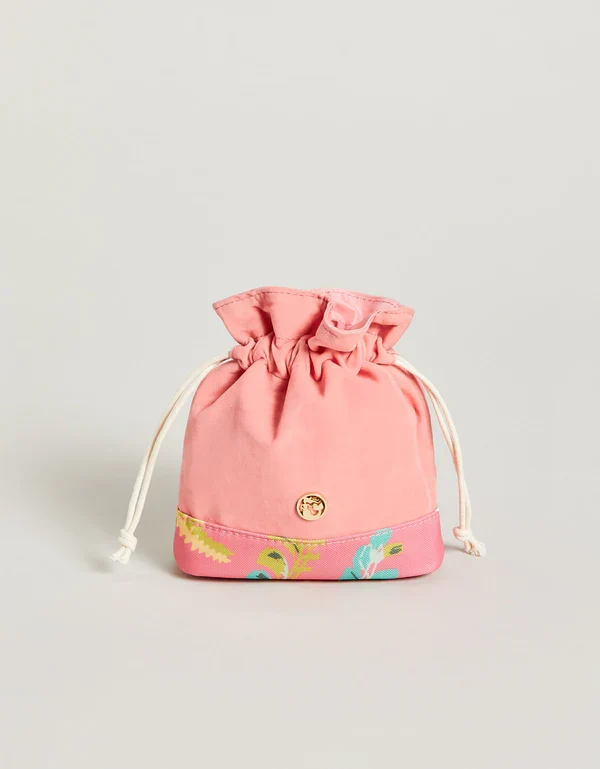 Functional Keepsake Drawstring Queenie Tropical Floral Pink Crafted