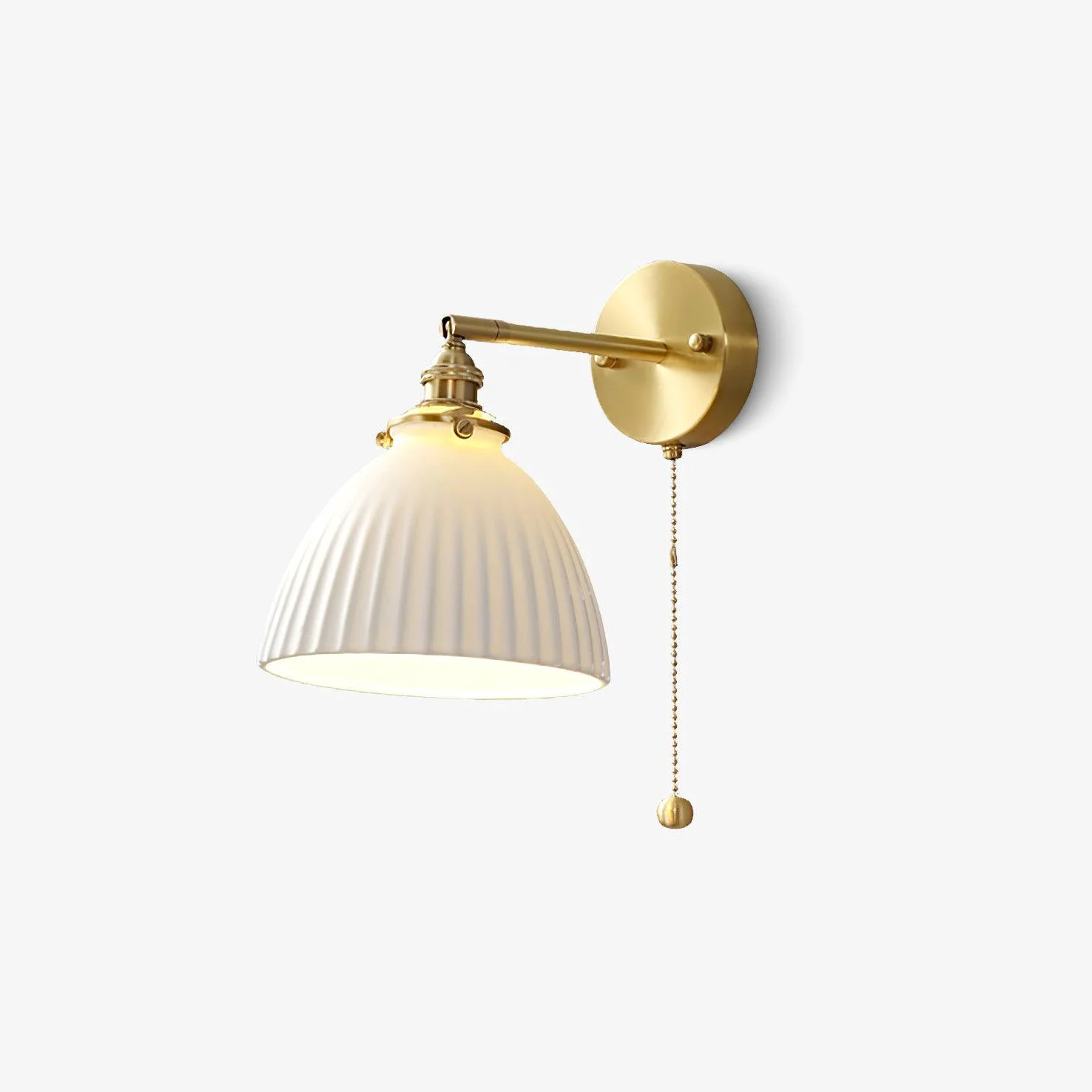 Recyclable Brass Pleated Ceramic Wall Lamp Refined