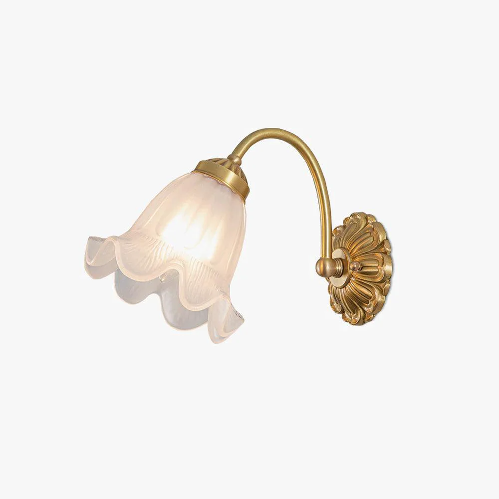 Eco-Friendly Brass Floral Glass Sconce Modern