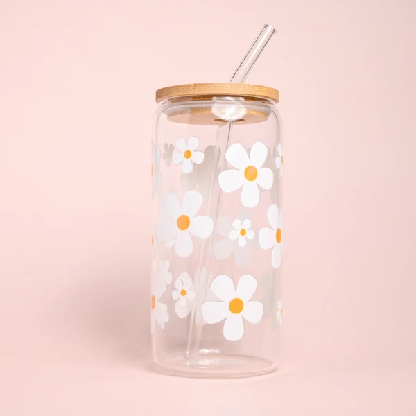 Exceptional Daisy Holographic Glass Tumbler Eco-Friendly