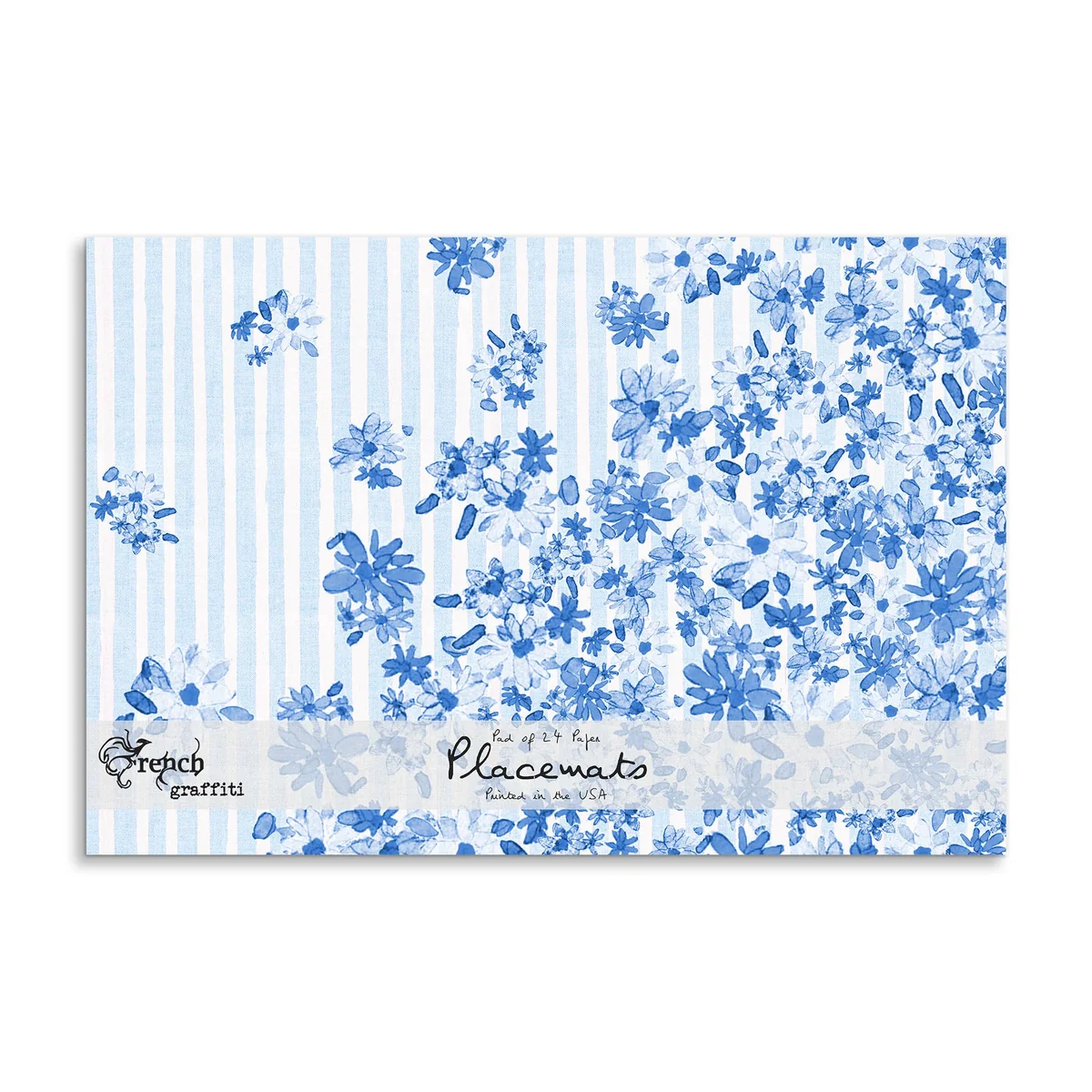 Innovative Paper Placemats Blue Florals Next-Generation