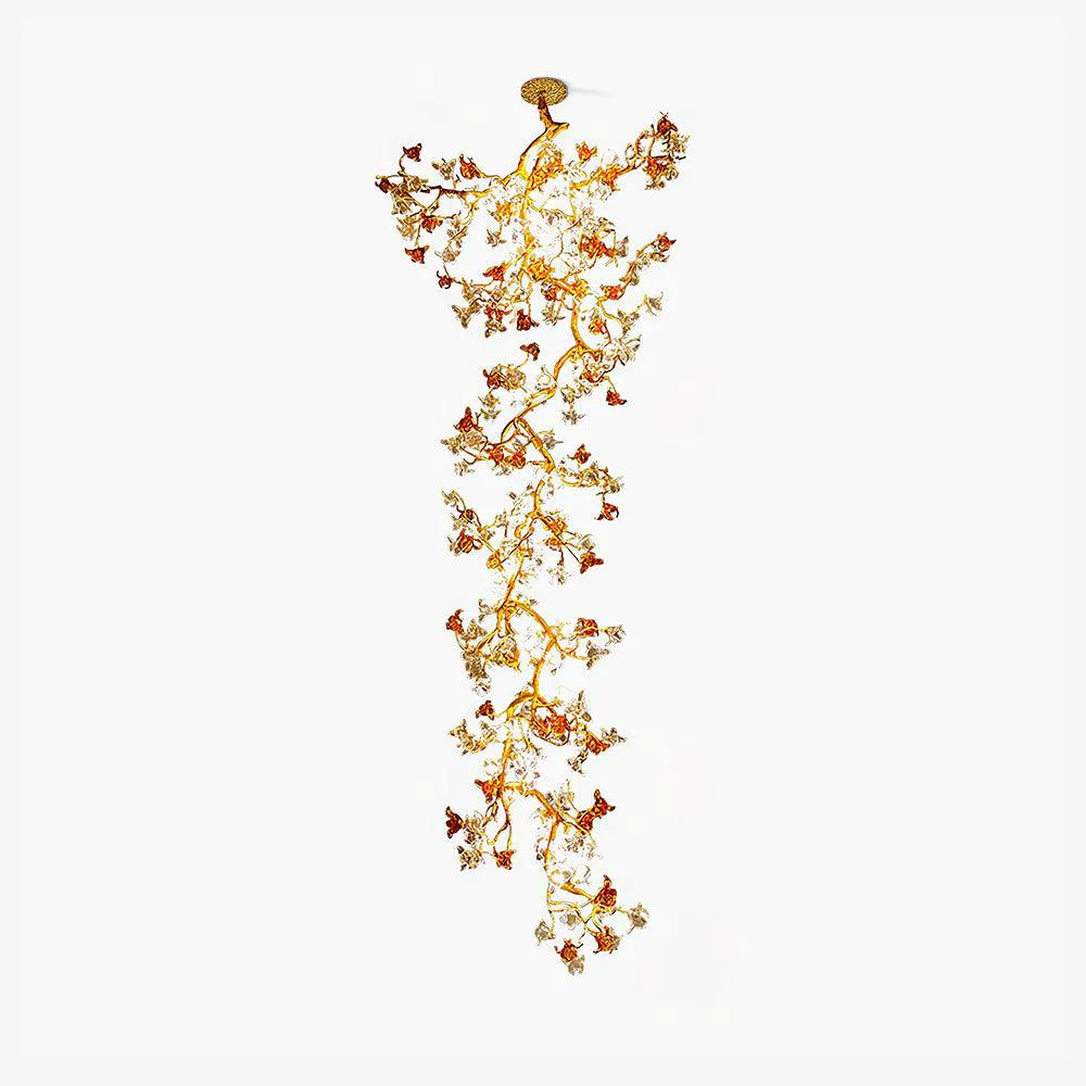 Original Brass Maple Branch Chandelier Verified