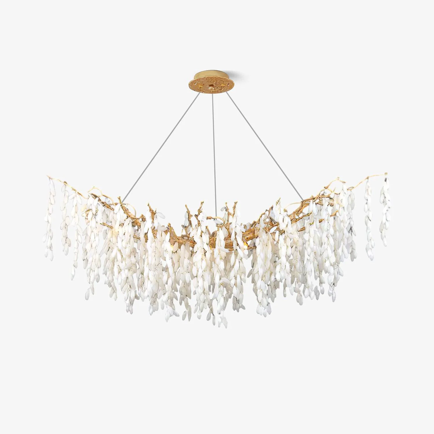 Elegant White Jade Branch Brass Chandelier Eco-Friendly