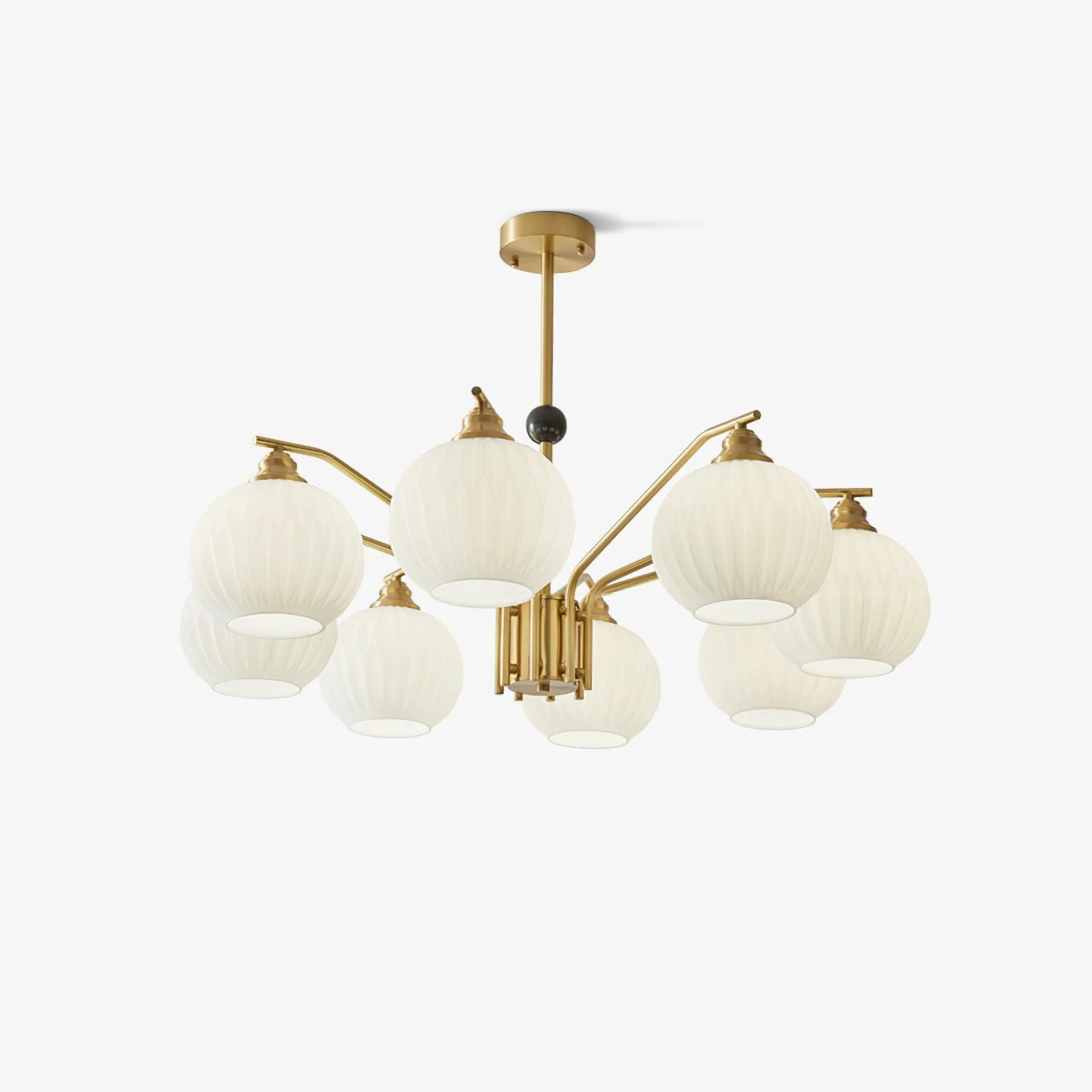 Elite Ribbed Glass Gold Chandelier Artisan
