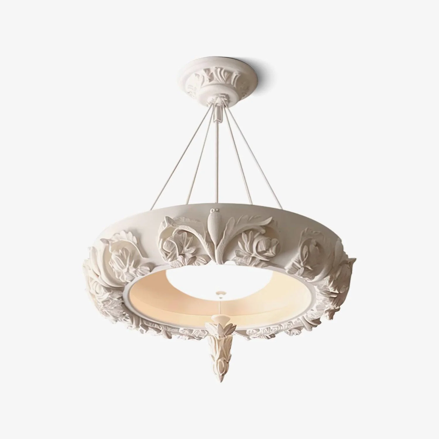 Sophisticated Artistic Carved Plaster Chandelier Genuine
