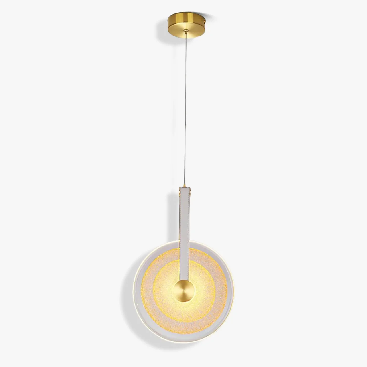 Next-Generation Frosted Gold Disc Pendant Light Efficient