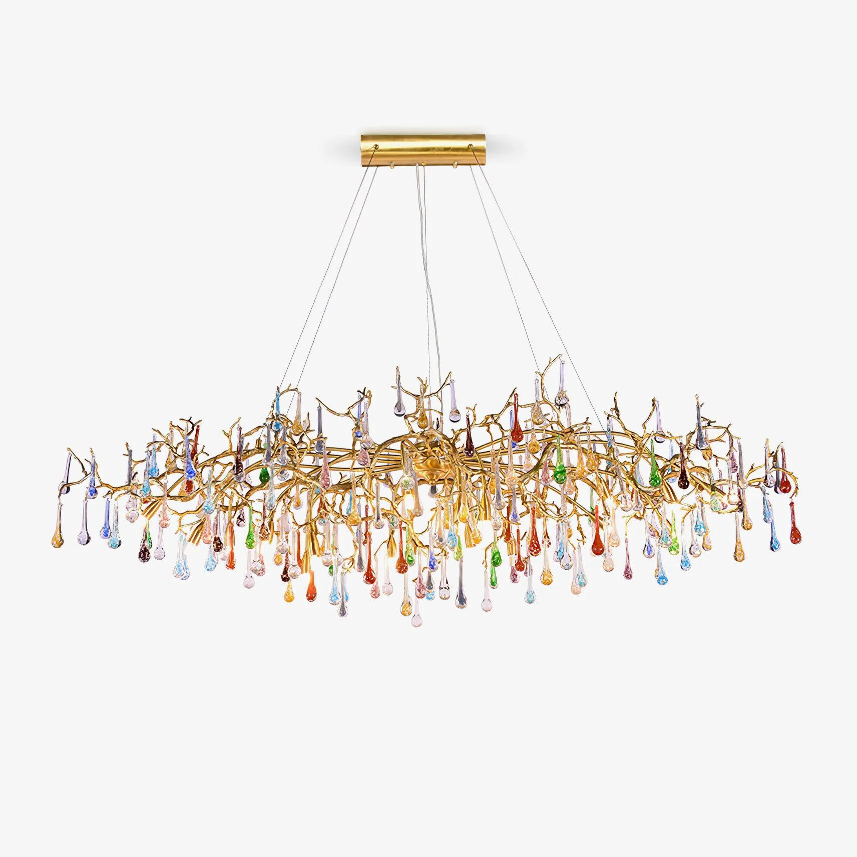 Trendy Colorful Raindrop Brass Branch Chandelier Artisan