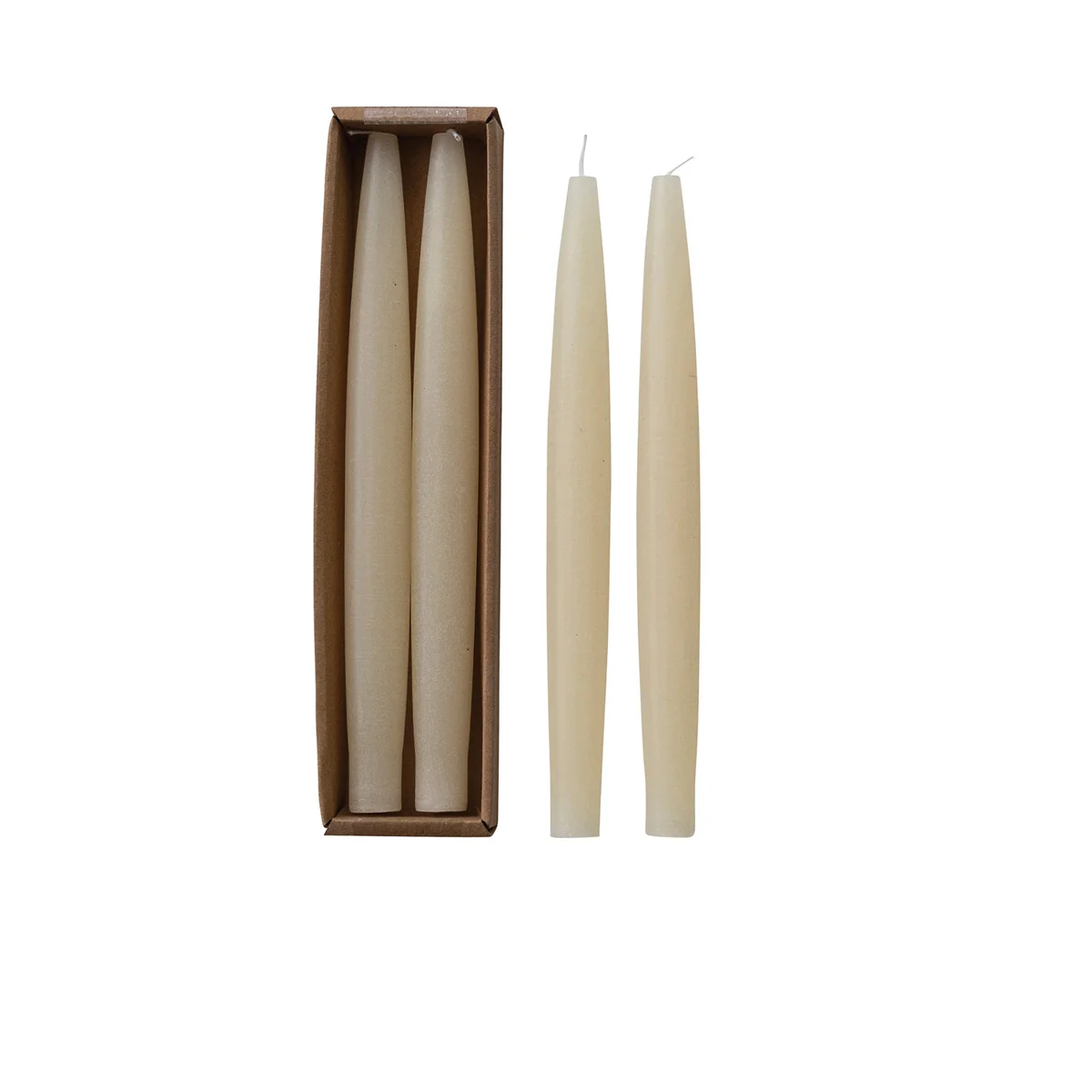 Carefully Designed Unscented 10-inch Taper Candles Cream Set of 2 Minimalist