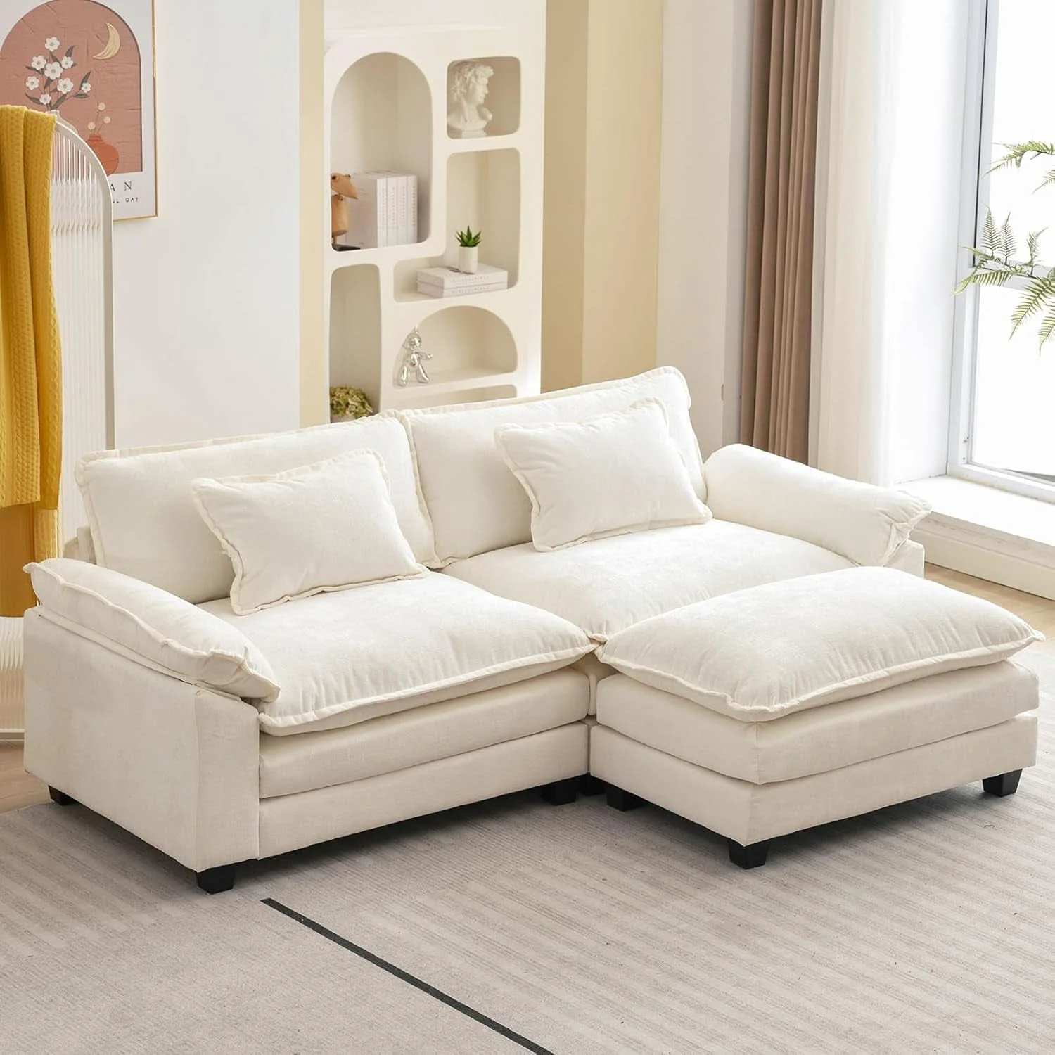 Luxury Comfy Cloud Couch Modular Sofa with Ottoman and Pillows Professional