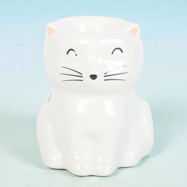 High-End White Happy Cat Tealight Warmer Trendy