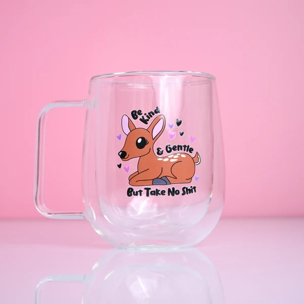 Original Design Be Kind Be Gentle Double Wall Glass Mug High-Performance