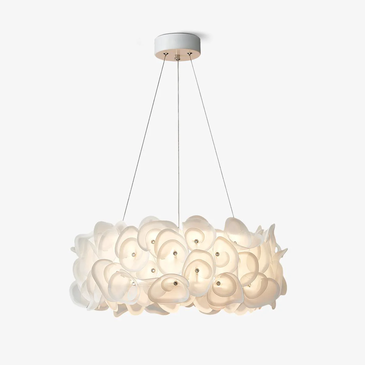 Clean White Hydrangea Pendant Lamp Sophisticated