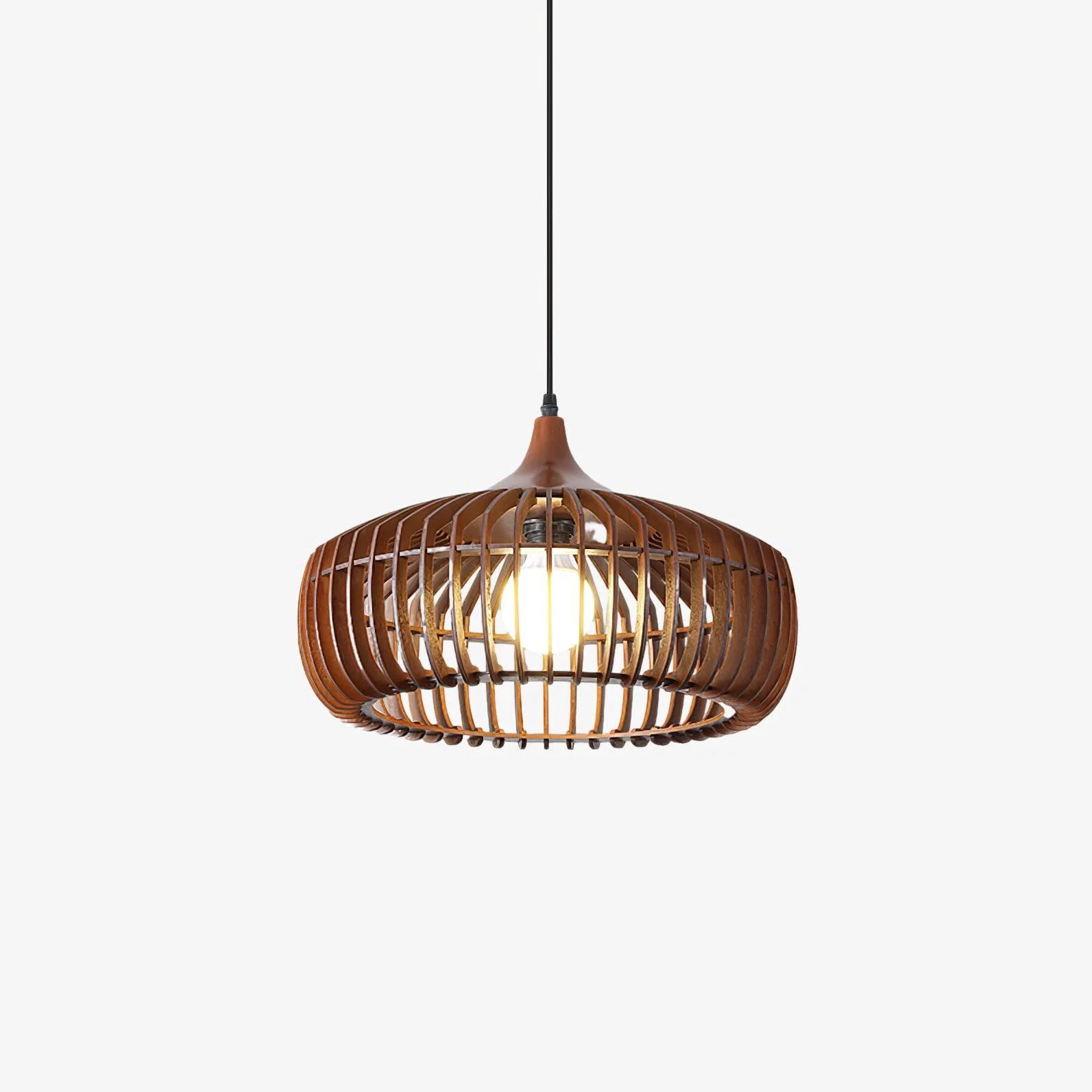 Relaxed Lattice Nest Wooden Pendant Lamp Easy-to-Use