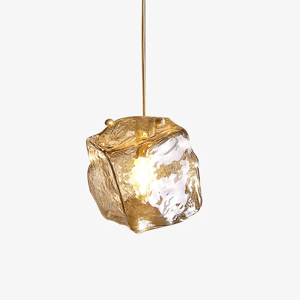 Minimalist Illyria Ice Glass Pendant Lamp Crafted