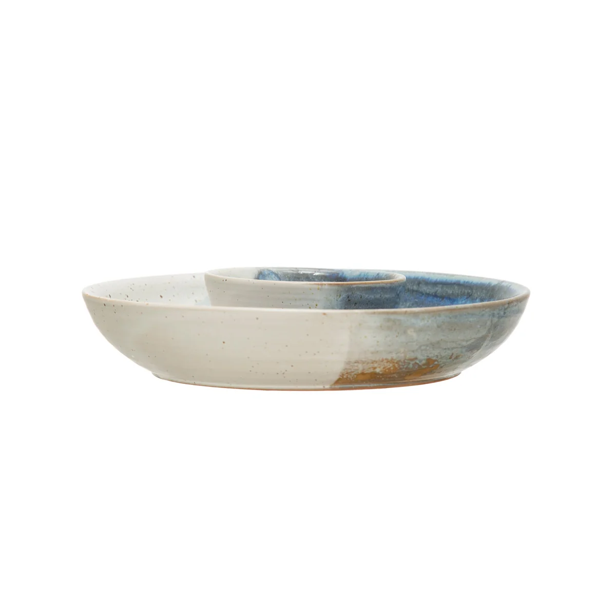 Trendy Reactive Glaze Hand-Painted Stoneware Chip and Dip Luxury