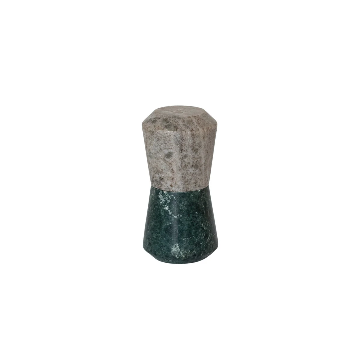 Authentic Marble Stackable Salt Pepper Shakers Green Buff Color Natural