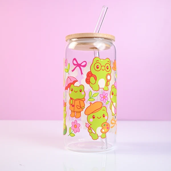 Exclusive Cute Frogs Plastic or Glass Tumbler Lightweight