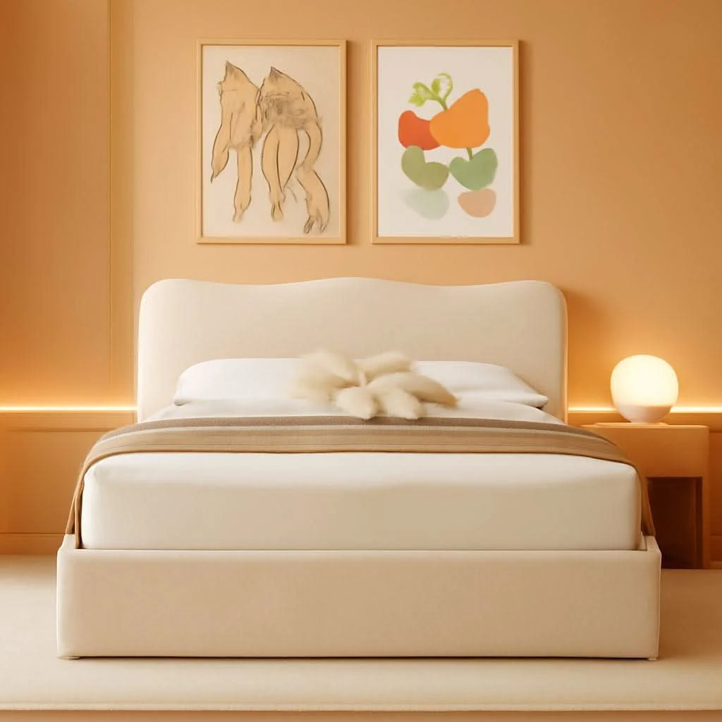 Proven Queen Size Lift Up Storage Bed Curved Headboard Upholstered Efficient