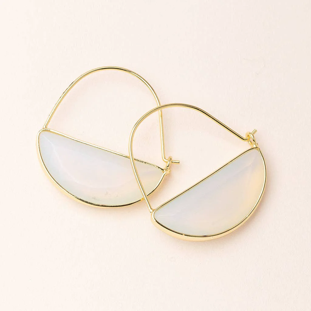 Fine Stone Prism Hoop Earrings Opalite Gold Professional