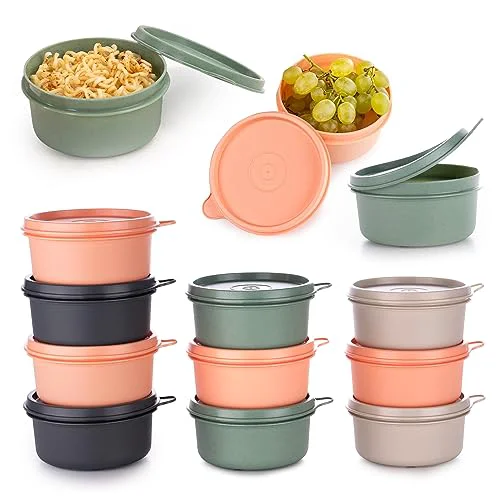 Sustainable 9 oz Small Round Food Storage Containers with Lids Set of 10 10 Count Lightweight