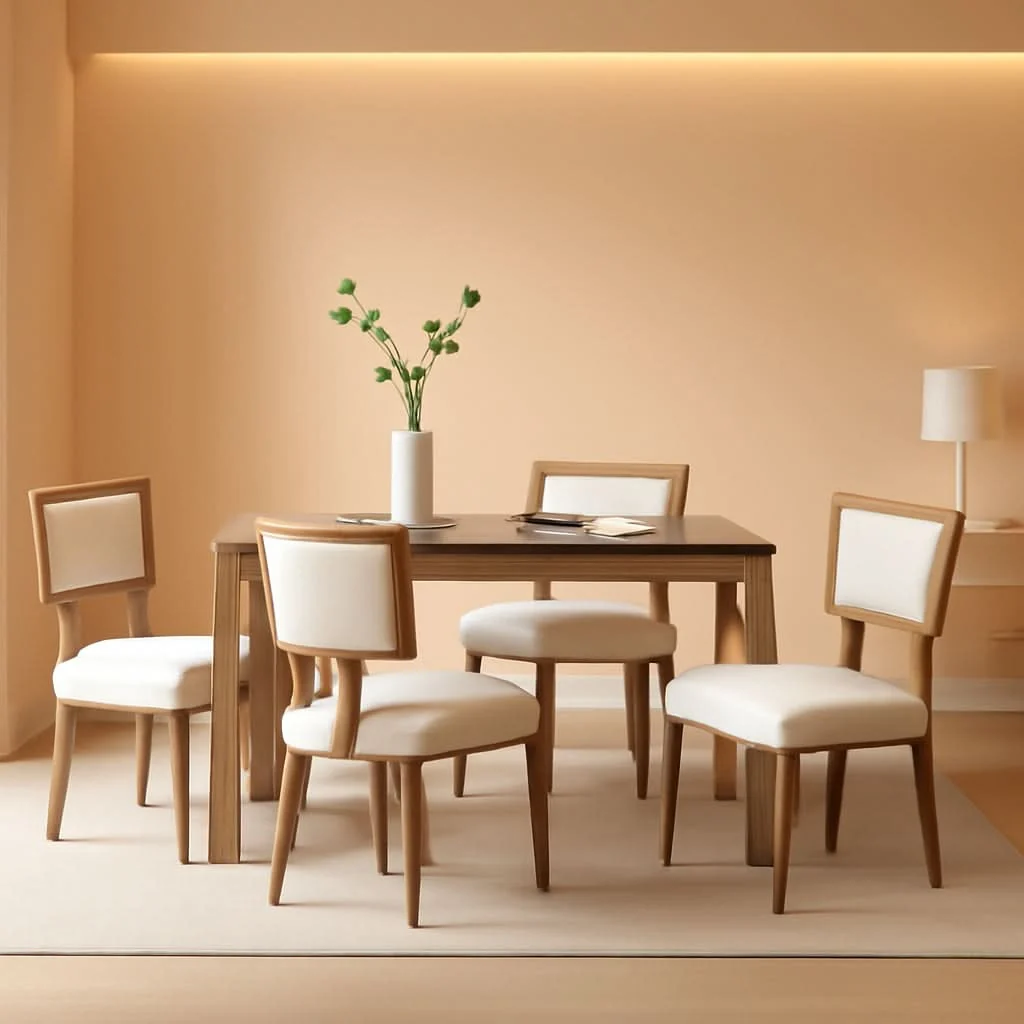 Elite Mid Century Modern Armless Dining Chairs Beige Tone Pure