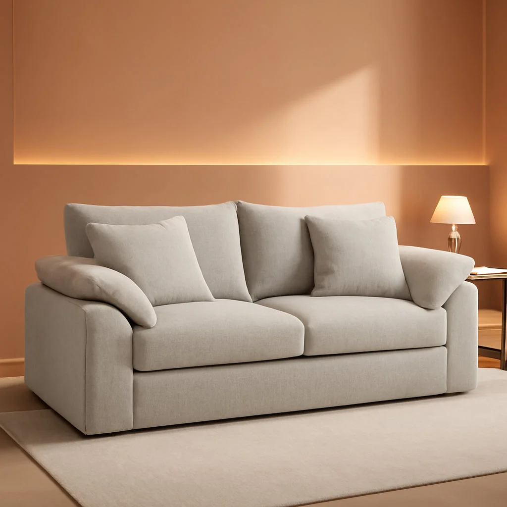 Soft Beige Two Seater Sofa For Compact Modern Living Room Unique