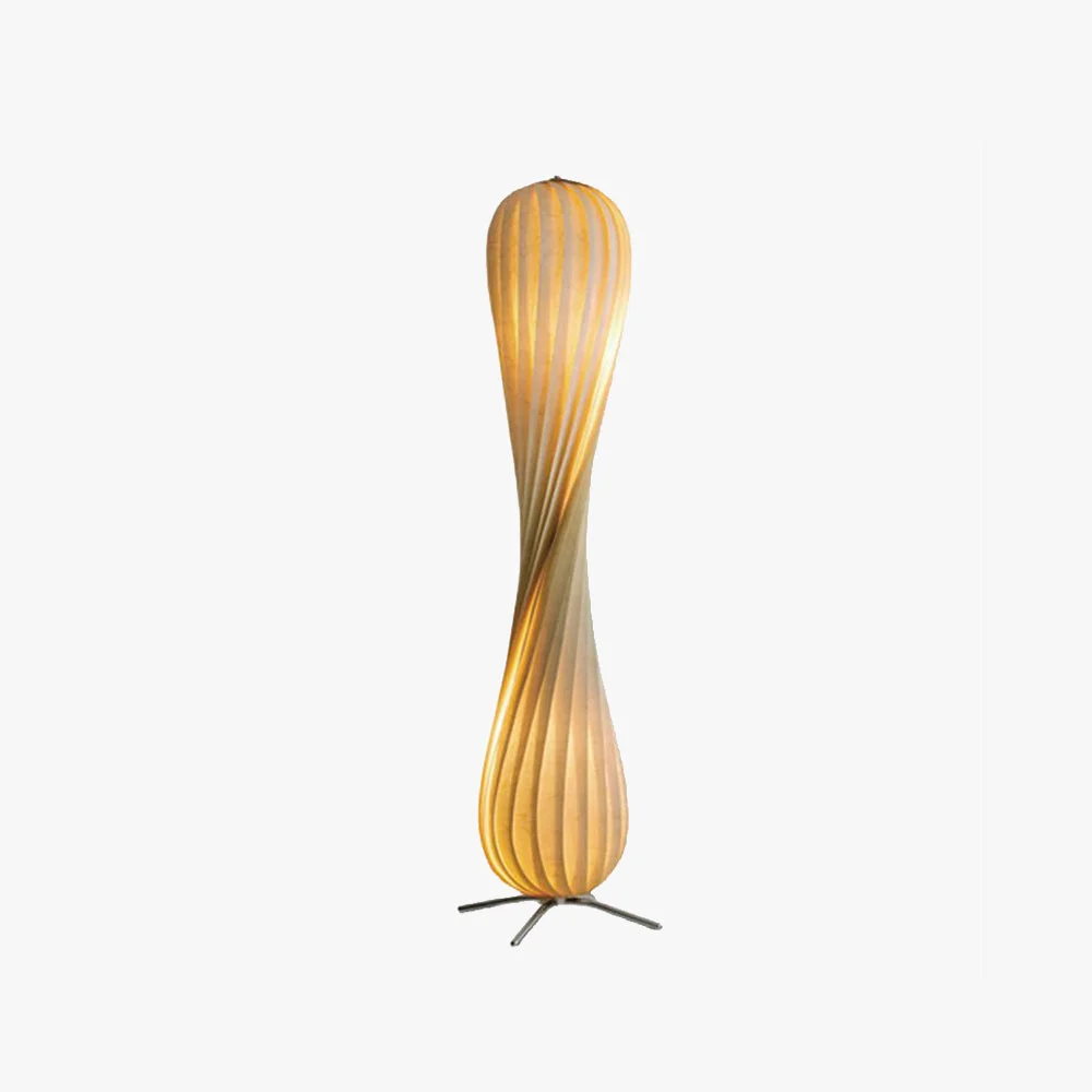 High-Grade Ozawa Modern Twisted Wood Floor Lamp Wood Color Innovative