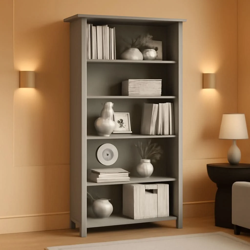 Safe Salinas Bookcase Cape Cod Gray 63 Inch Tall Living Room Smooth