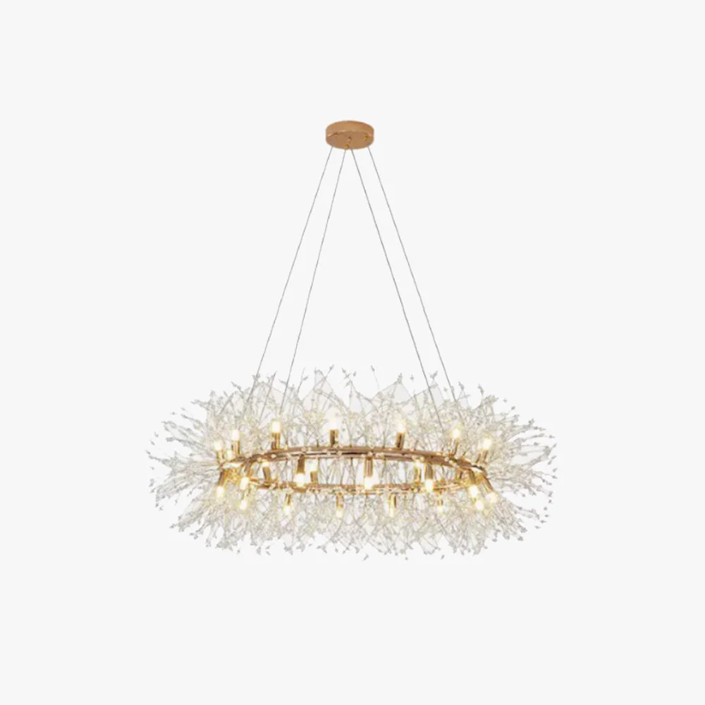Smart Lili Modern Dandelion LED Pendant Light Gold Metal Crystal Bedroom Living Room Convenient