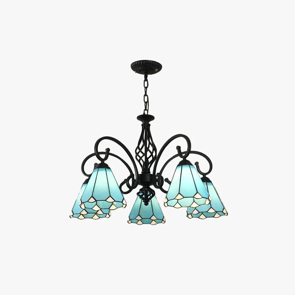Trusted Silva Tiffany Mediterranean Branch Metal Chandelier White Blue Navy Blue Smart