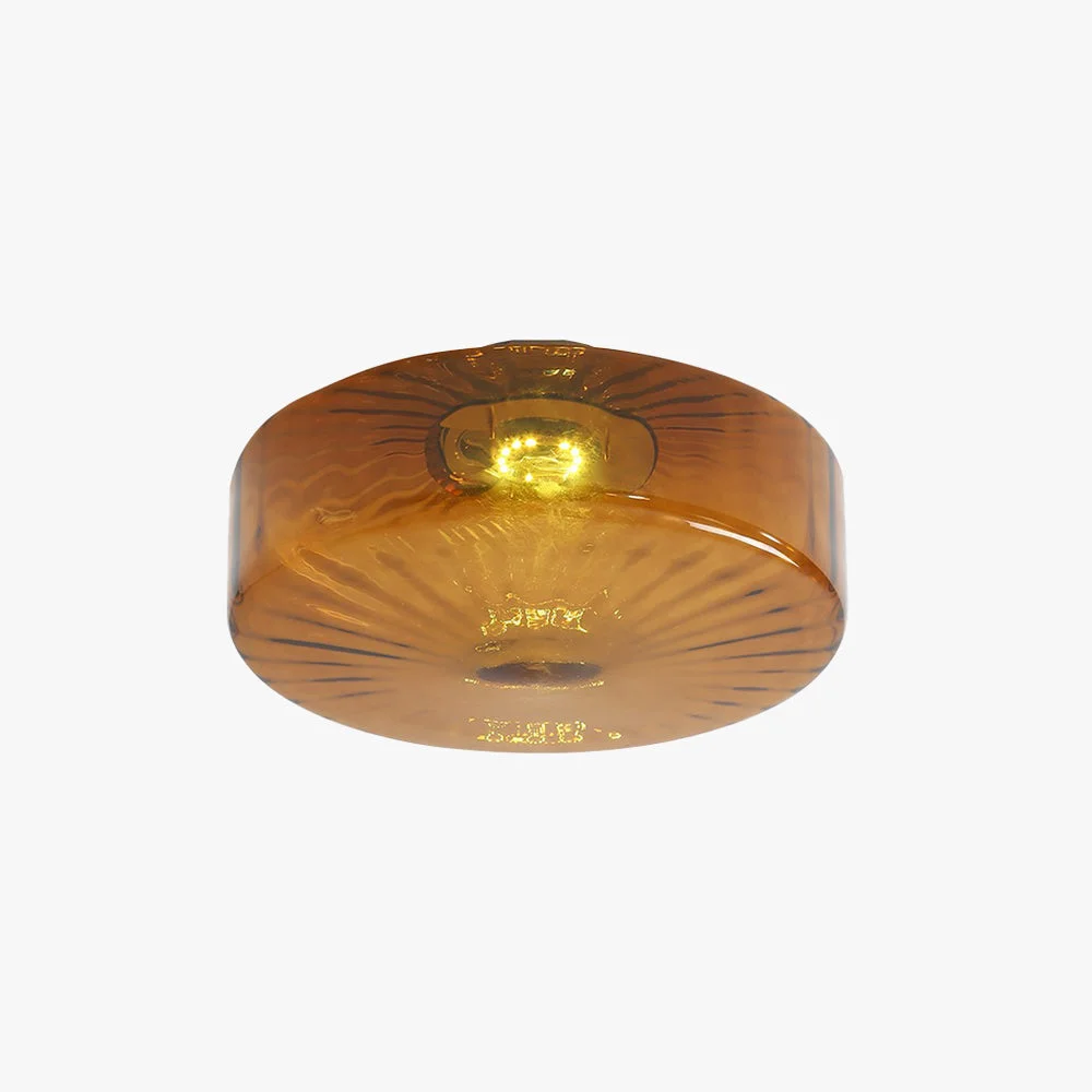 Outstanding Hailie Modern Round Flush Mount Ceiling Light Brown Metal Glass Kitchen Living Room Classic