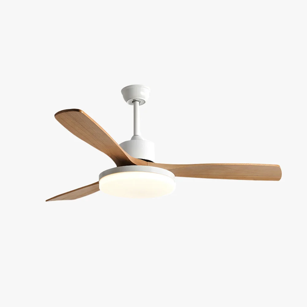 High-End Haydn 3-Blade DC Ceiling Fan Light Wood White Summer 52'' Artisan