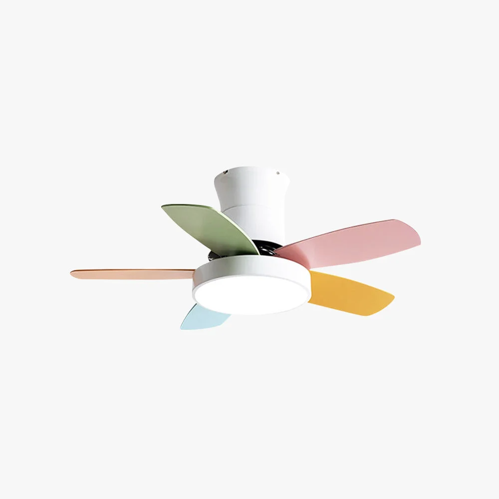 Long-Lasting Morandi 5-Blade Colorful DC Ceiling Fan with Light Low Profile 42” Secure