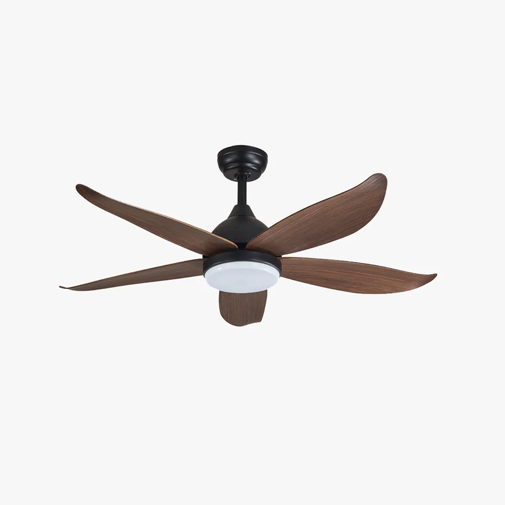 Natural Haydn 5-Blade Modern Black DC Ceiling Fan with Light 47” Functional