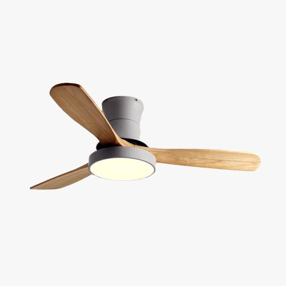 Casual Walters 3-Blade White Gray Ceiling Fan with Light Metal Wood DIA 52” Authentic