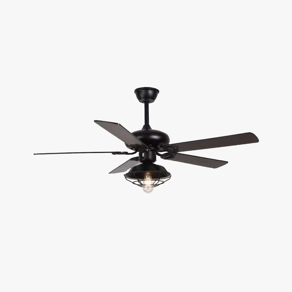 Trusted Alessio Industrial 5-Blade Black Ceiling Fan with Light 4 Style DIA 42.1” Selected