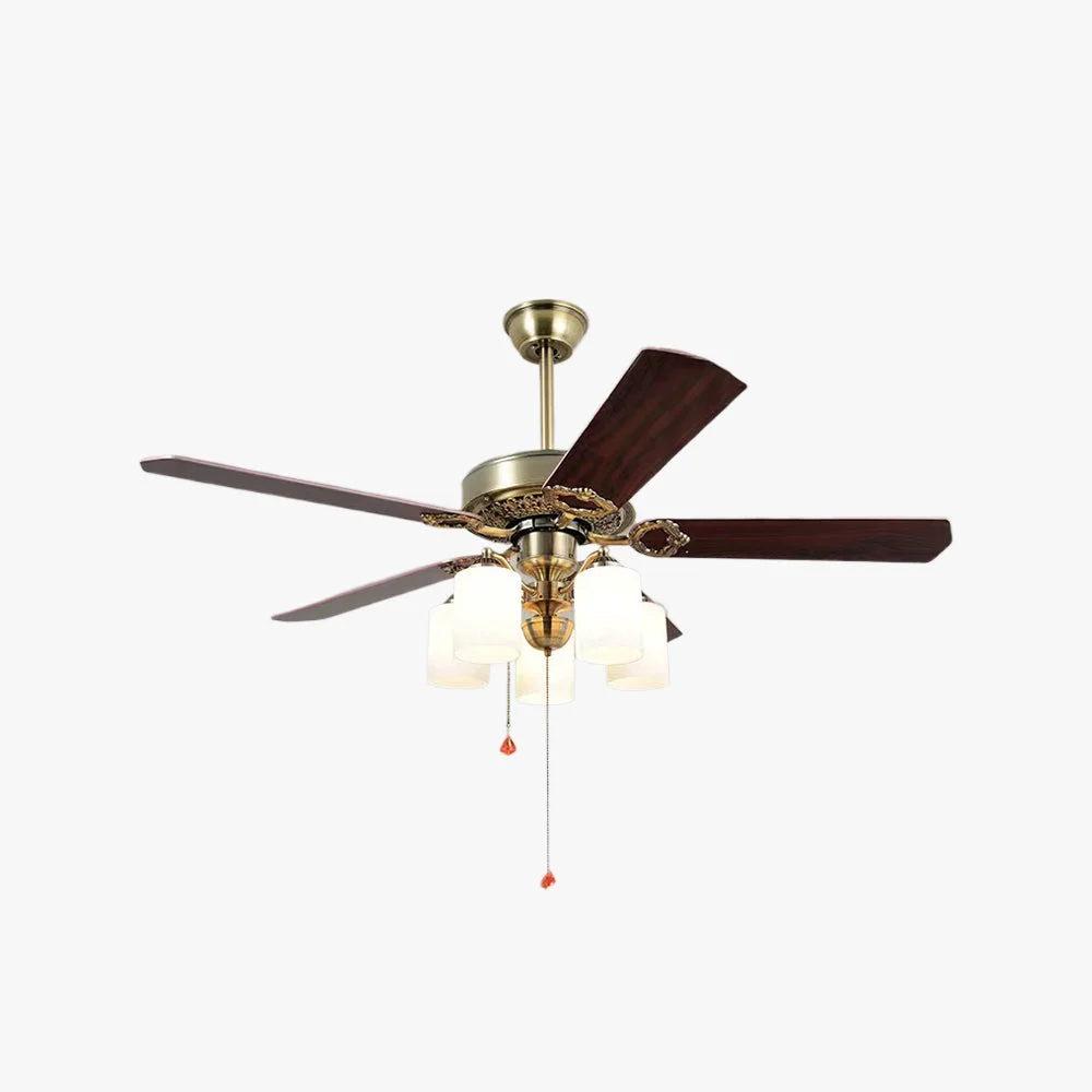 Flexible Alessio 5-Blade Rustic DC Ceiling Fan with Light Brass 48” Effective