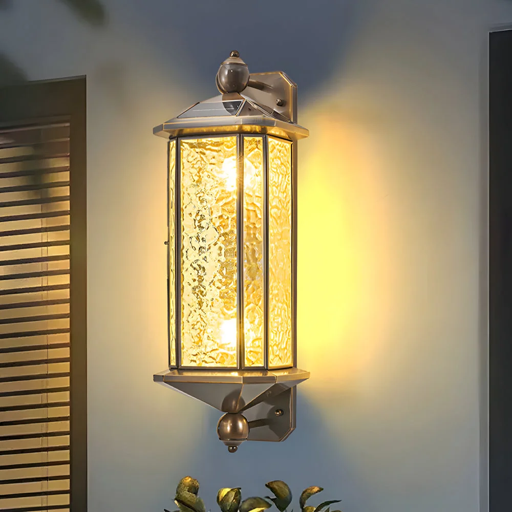 Eco-Friendly 23.62-In. European Copper Dimmable Hardwired Solar Outdoor Wall Lights Solid