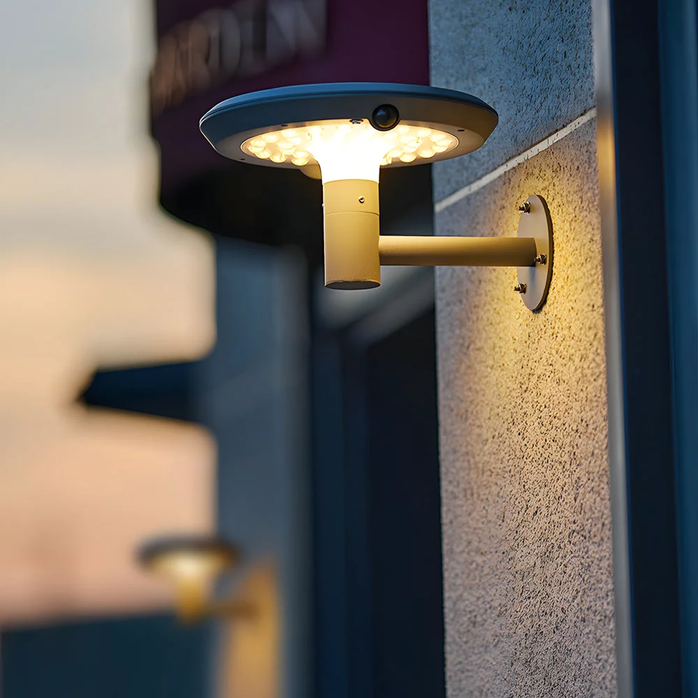 Refined Modern Mushroom LED Solar Wall Light with Dual Motion Sensors – Gray Smooth