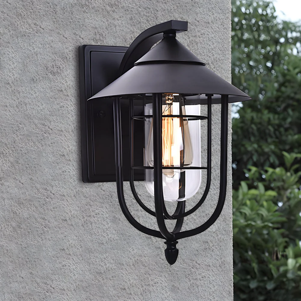 Optimized Waterproof Retro Iron Glass Motion Sensor Black Modern Outdoor Wall Lights Sustainable