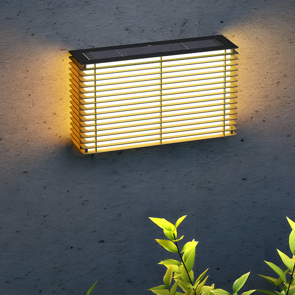 Premium Waterproof Square Grids Stainless Steel Black Modern Solar Wall Lights High-Quality