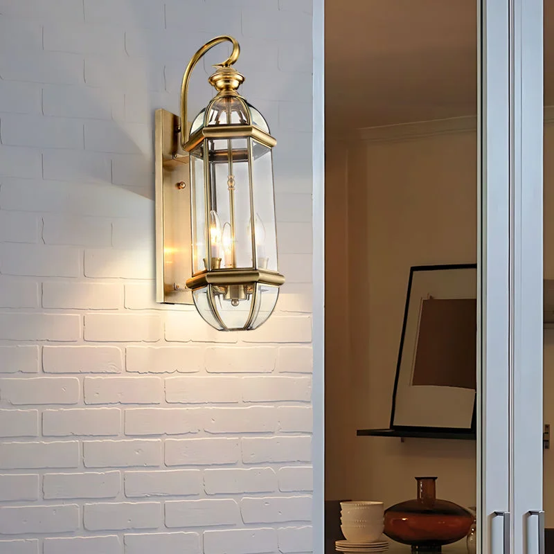 Premium Retro Creative Copper Glass European Style Outdoor Wall Lights Exterior Lamp Original Design