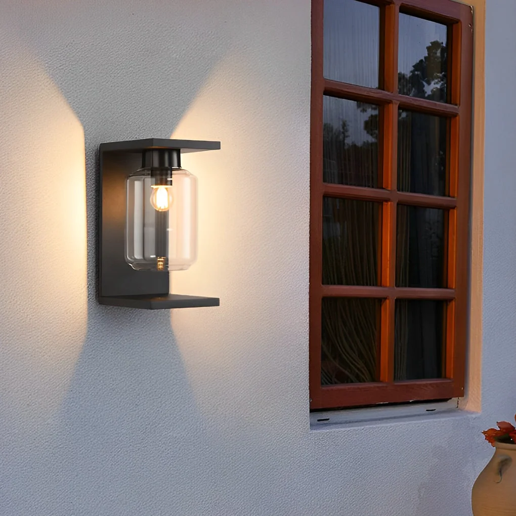 Enhanced Outdoor Waterproof LED Glass Black Modern Solar Wall Lights with Remote Durable