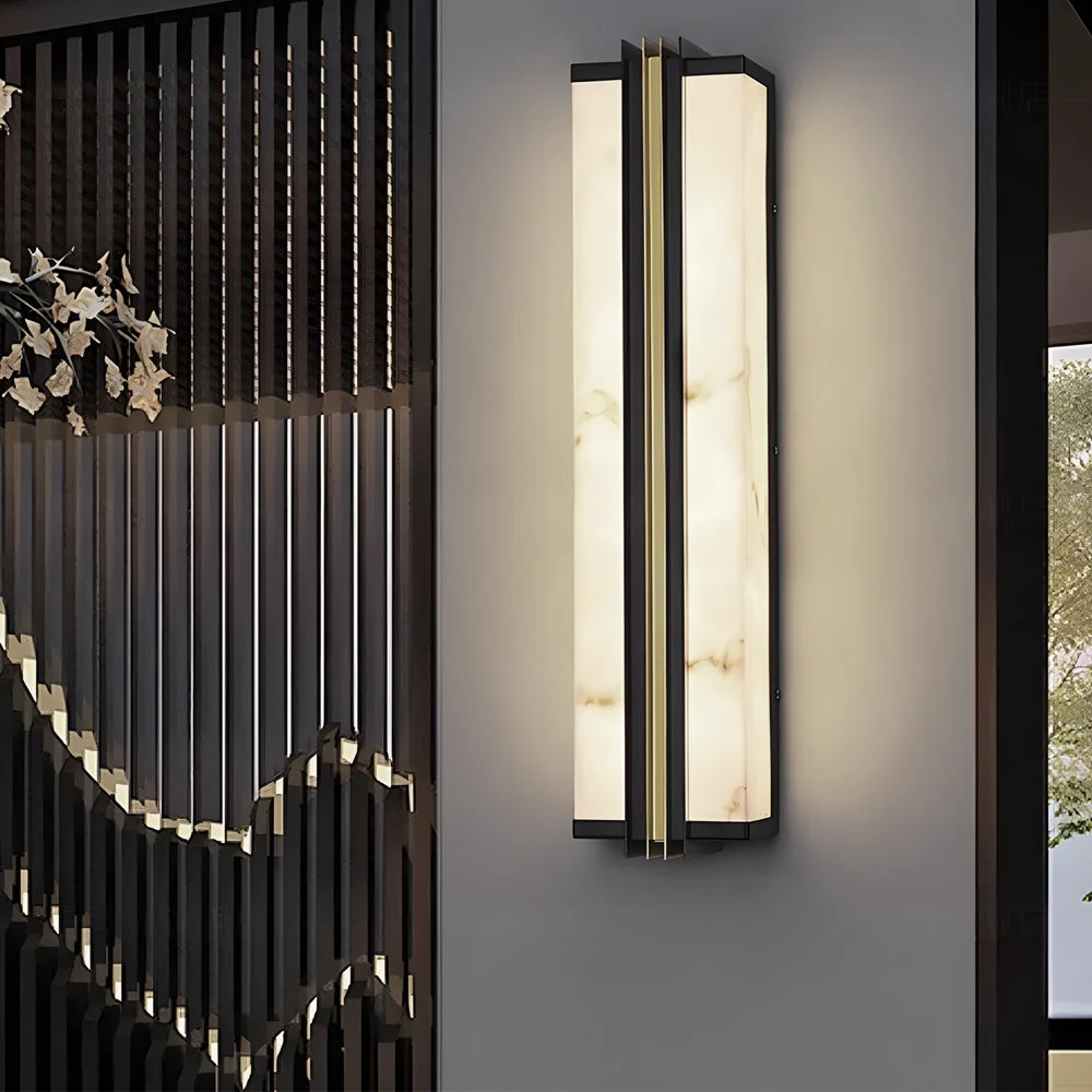 Advanced Modern Black LED Indoor Outdoor Wall Lights with Resin Marble Shade Fine Crafted