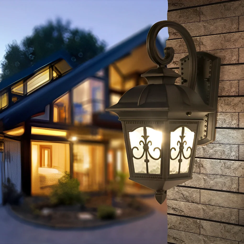 Lightweight Waterproof Retro Elegant LED Glass European Style Outdoor Wall Lights Traditional