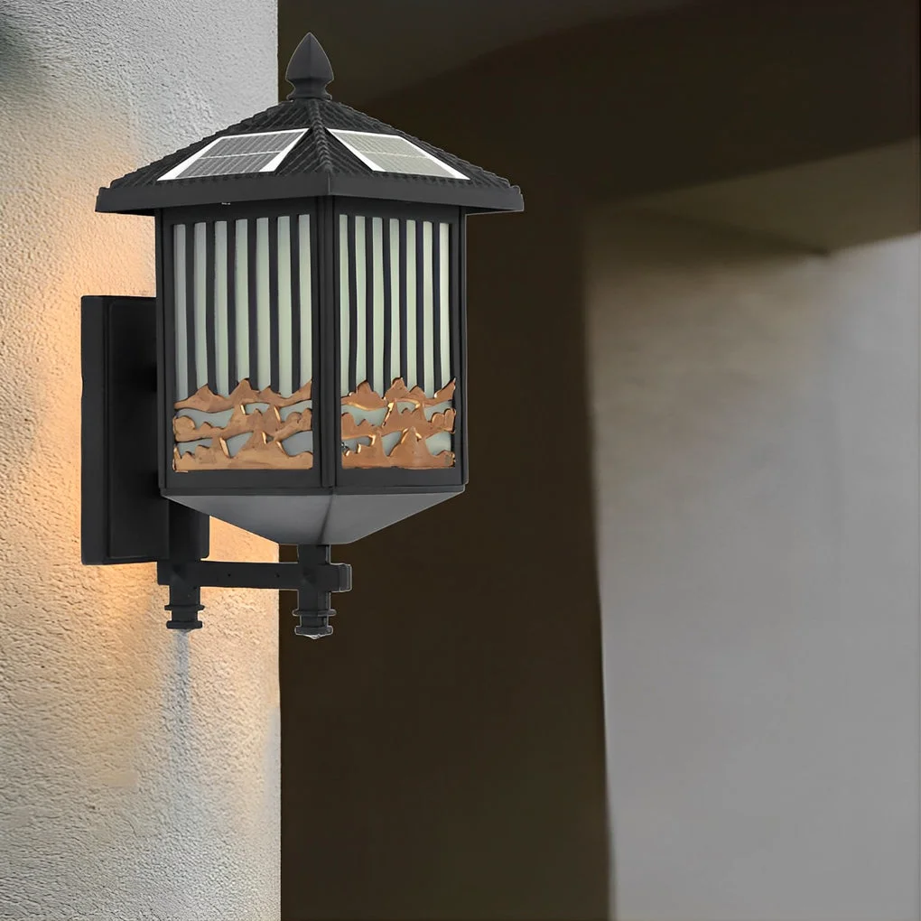 Clean Retro Waterproof LED Black Modern Solar Wall Lights Outdoor Wall Sconce Excellent