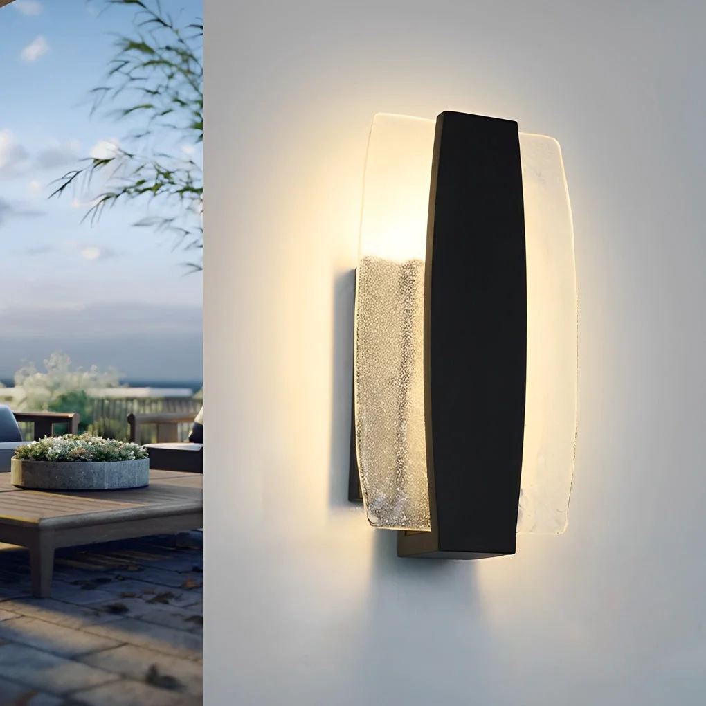 Original Design Waterproof LED Handmade Bubbles Glass Black Modern Outdoor Wall Light Natural