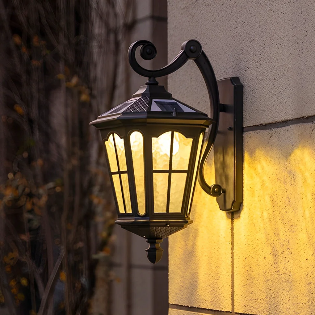 Prestigious Retro Waterproof LED Aluminum Black Vintage Solar Outdoor Wall Light Outstanding